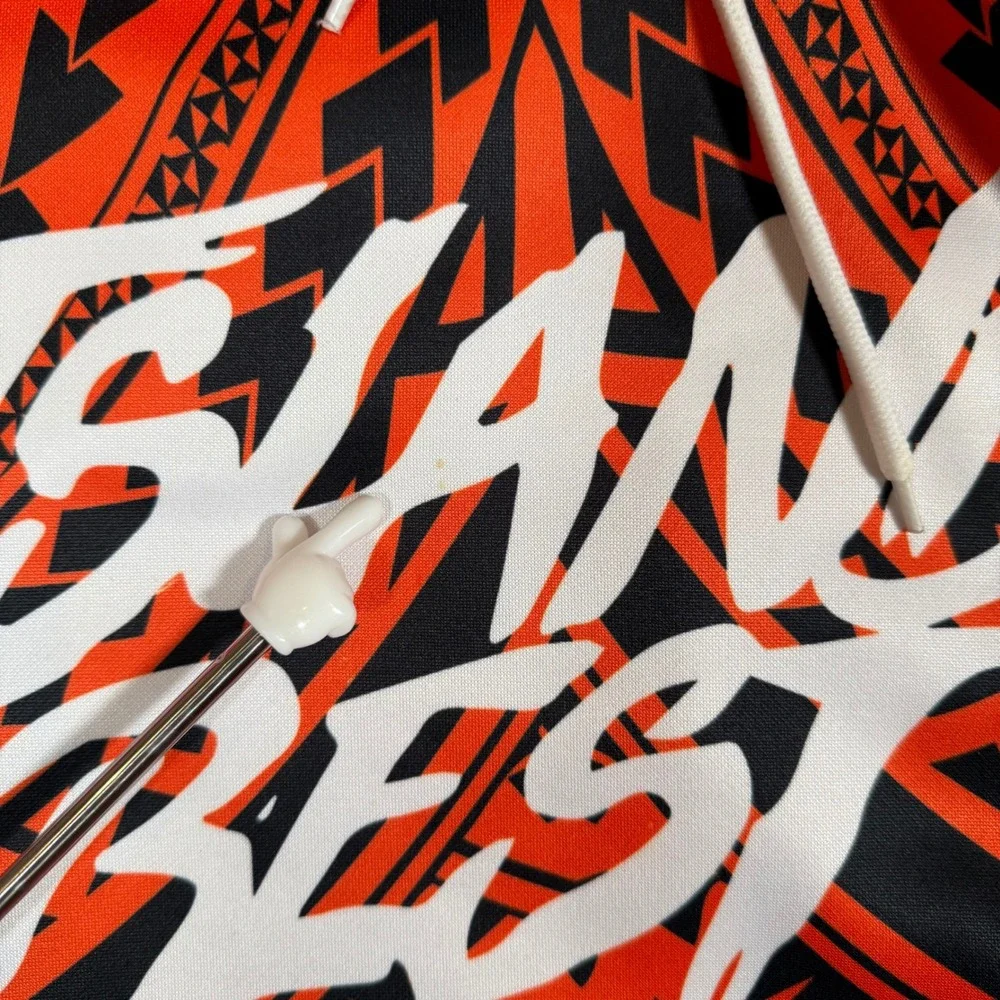 Islands Best Mens AXL Orange Black Tribal All‎ Over Print Hoodie